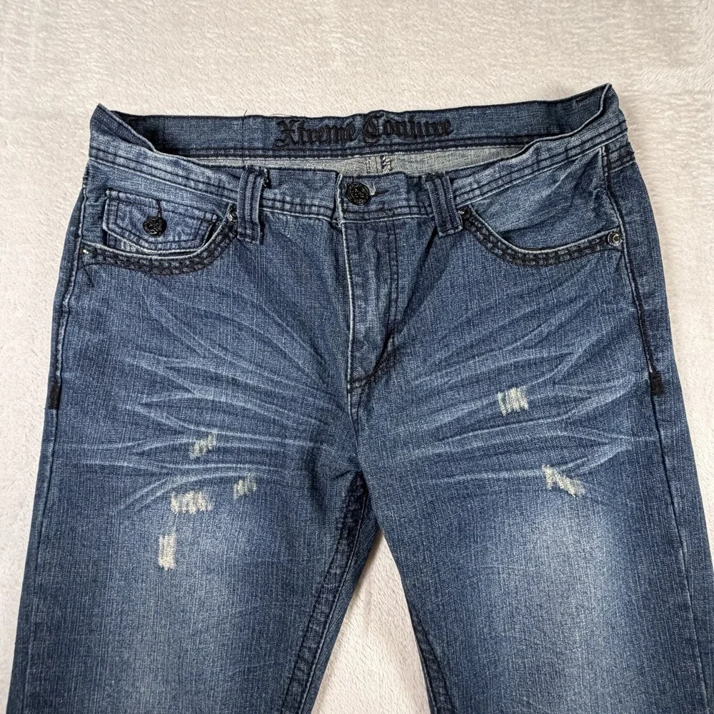Xtreme Couture by Affliction Men's Distressed Straight Leg Jeans W34 L32